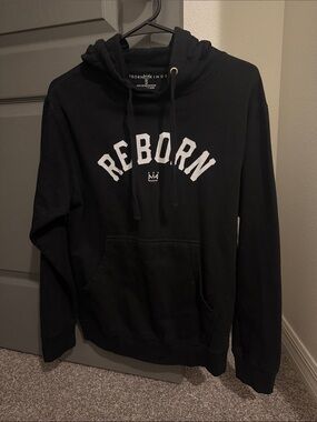 Reborn Black Hoodie with White Logo